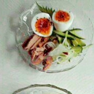 土佐鰹と茹で卵のサラダ